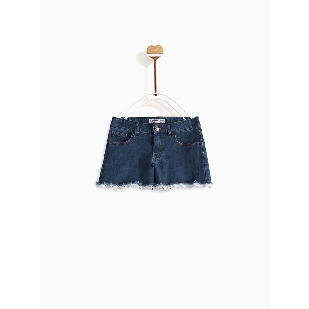 Quần Short Bé Gái M.D.K Crochet trim inserted denim normal waist shorts M.D.K