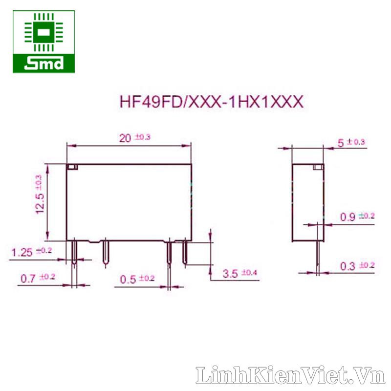 Relay HF49F-024-1H1 (24VDC-5A250VAC)