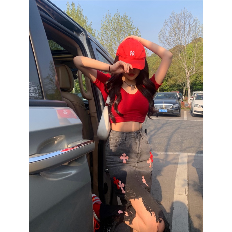 Áo Thun Tay Ngắn Cổ Chữ V Thời Trang Hàn Quốc Sành Điệu Cho Nữ