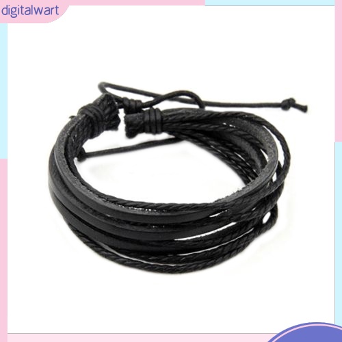 Vòng tay da nhân tạo nhiều lớp dễ dàng thay đổi kích thước cá tính thời trang dành cho nam và nữ