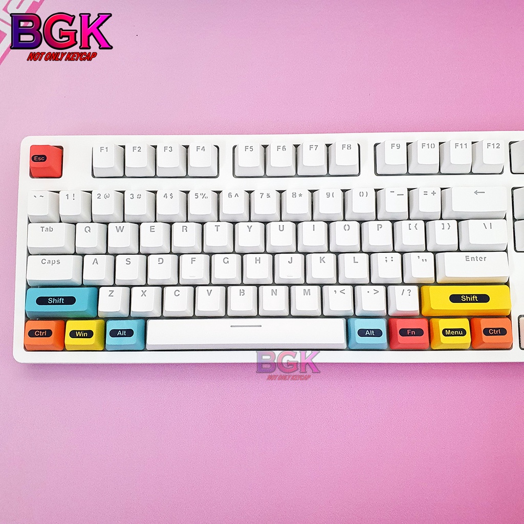 Bộ Keycap PBT 10 Nút chủ đề RGBY v2 Chất Liệu PBT in dye Sub cho màu sắc tươi tắn