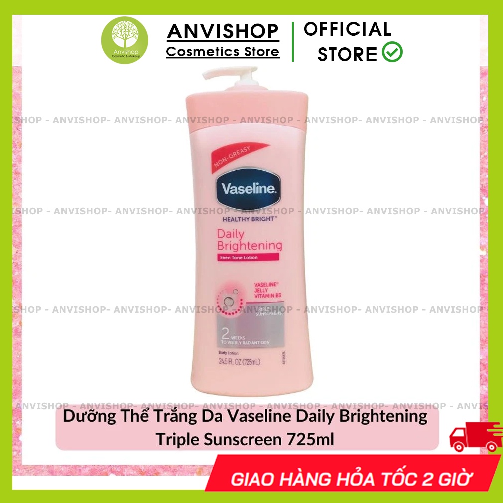 Sữa dưỡng thể Vaseline Healthy White UV Lightening Body Lotion 725ml giúp dưỡng trắng dưỡng ẩm phù hợp cho mọi loại da