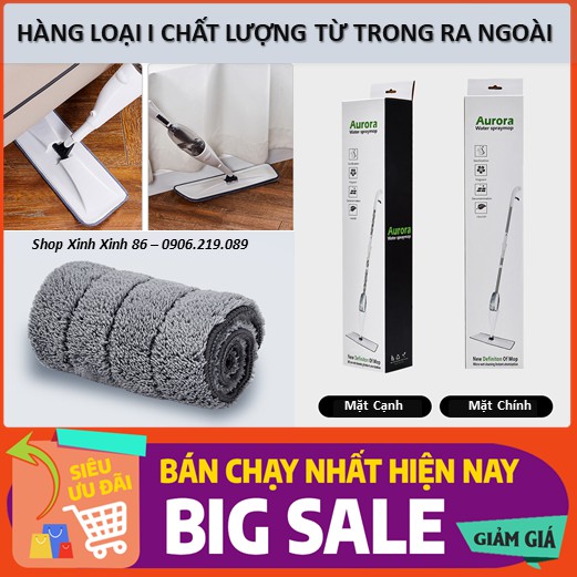 Cây Lau Nhà Thông Minh [TẶNG ĐẦU BÔNG LAU] Aura Phun Sương Xoay 360