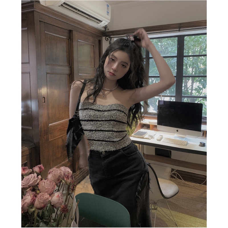 Cocory vn Áo Croptop Trễ Vai Dáng Ôm Thời Trang Mùa Hè Quyến Rũ Cho Nữ