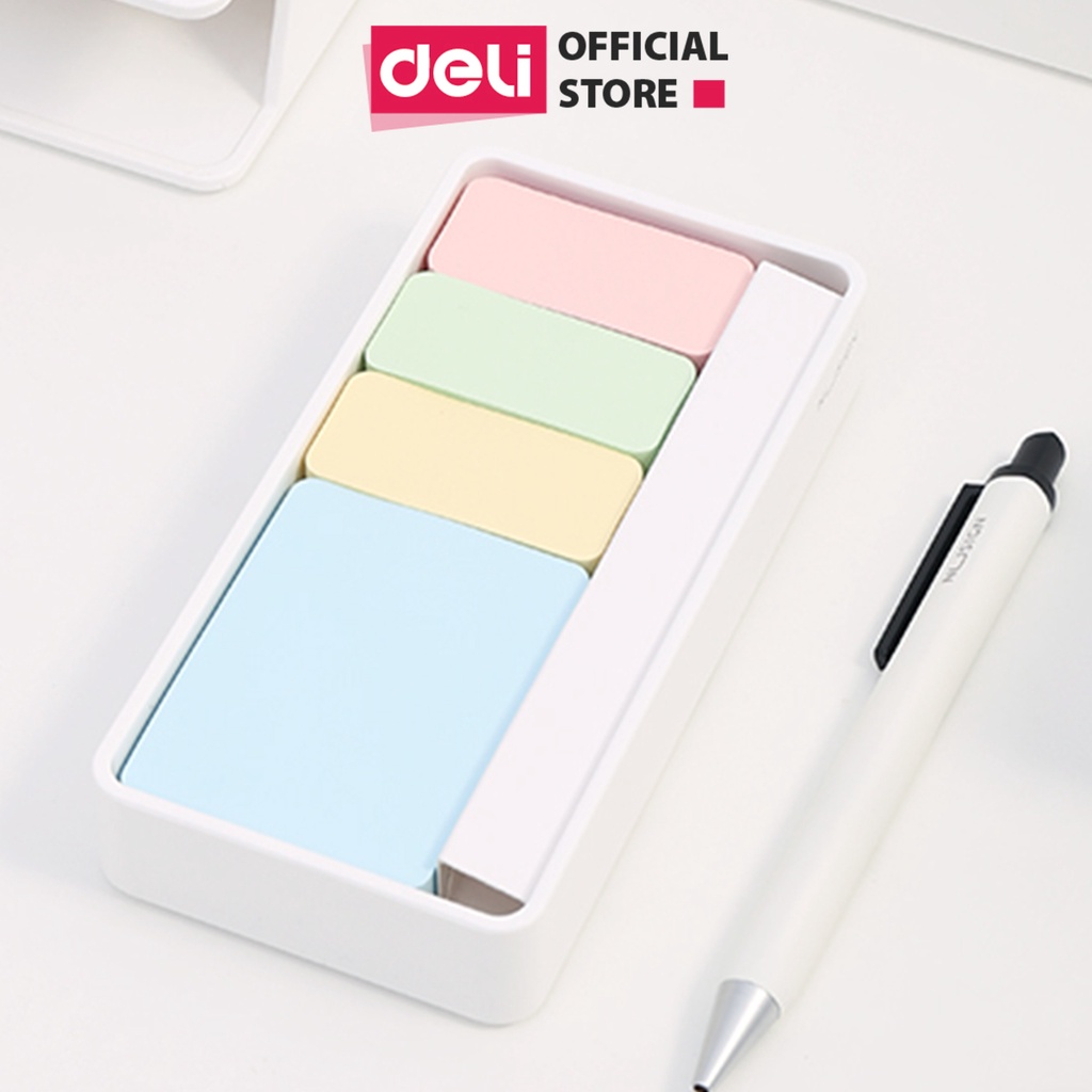 Khay đựng giấy nhắn/giấy note cao cấp Deli - tặng kèm 150 tờ giấy note 4 màu - NS116