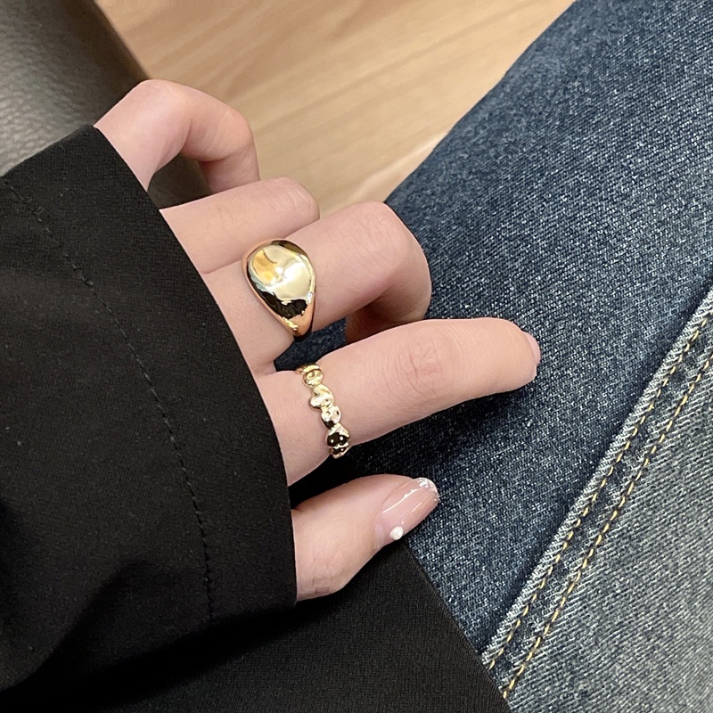 Set 2 Nhẫn Kim Loại Thiết Kế Sáng Tạo Cá Tính