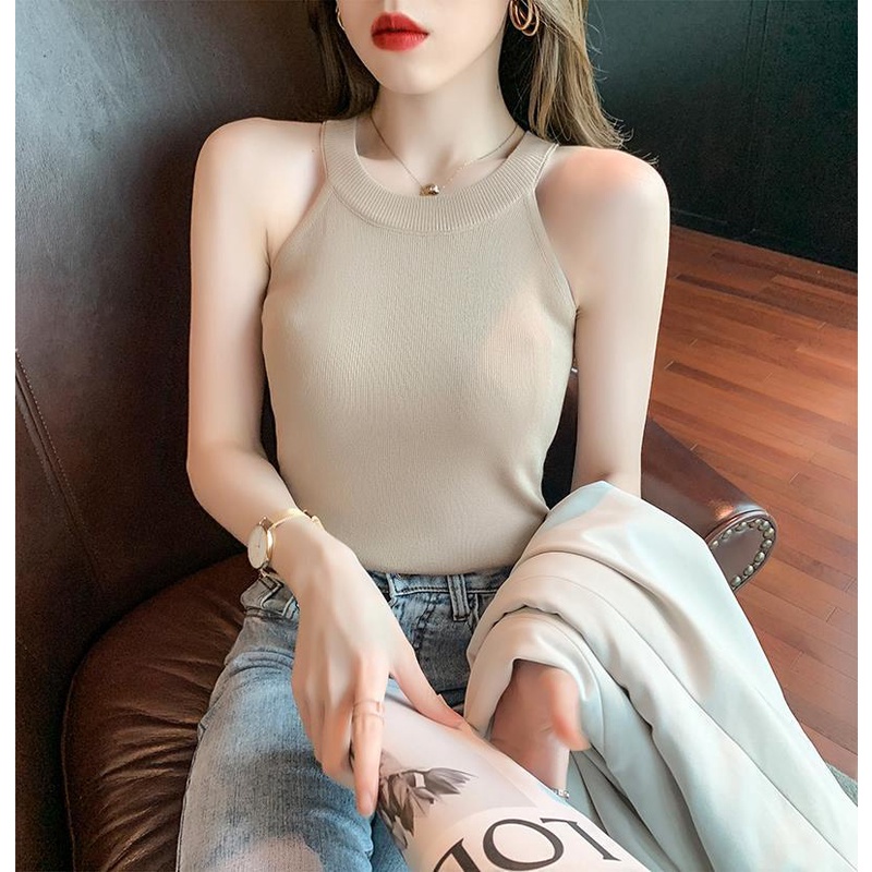 Áo hai dây dệt kim thời trang mùa hè cho nữ