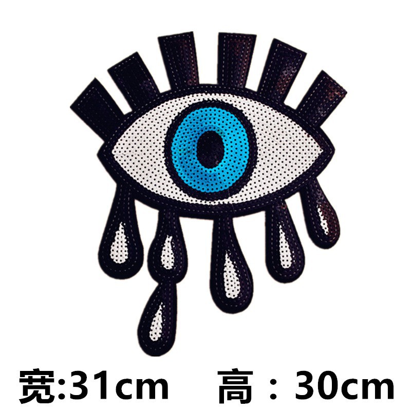 Sticker ủi thêu hình đôi mắt xanh