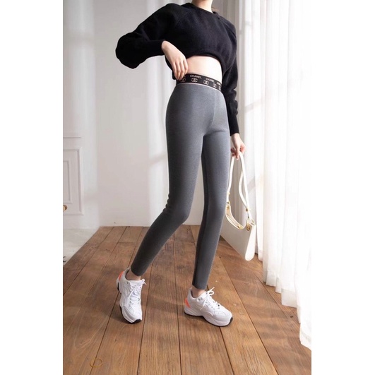 quảng legging lót lông màu đen ghi kèm túi màu hàng qccc