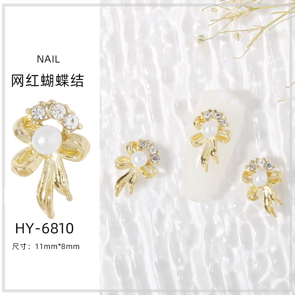 Phụ kiện hình nơ đính đá 3D trang trí móng tay nghệ thuật xinh xắn