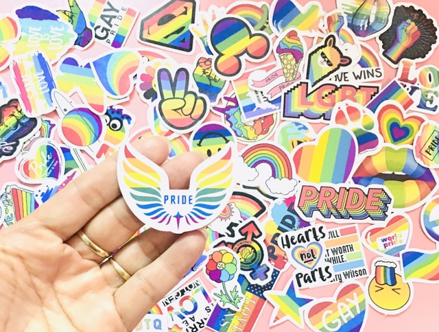 Sticker LBGT set 30-50 cái ép lụa /hình dán sắc màu