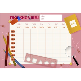 Thời khóa biểu khổ A5 - A4 Decal tự dính (Bóc ra dán dễ dàng)