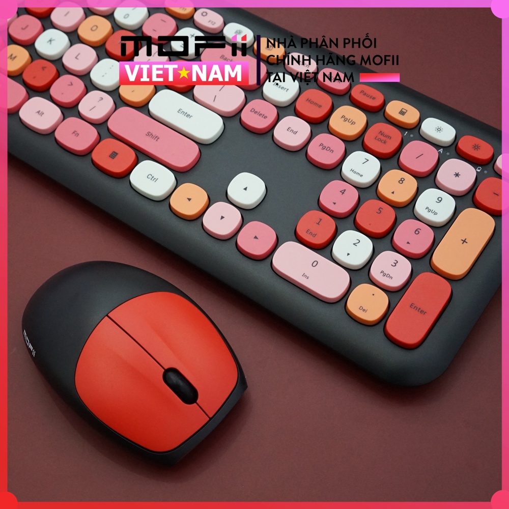 Combo Bàn Phím và Chuột không dây MOFII 666 Chính hãng Giả Cơ tương thích Win, MacOS, iPad, Điện thoại, Tivi