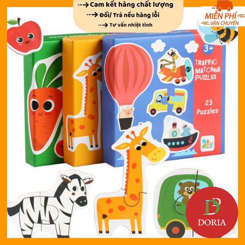 Đồ Chơi An Toàn - Ghép Hình, Xếp hình puzzle 2 mảnh gỗ