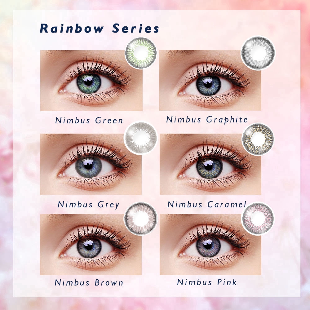 Cặp kính áp tròng EllieCoo màu xám thuộc dòng Rainbow chống tia cực tím tinh chất Axit Hyaluronic