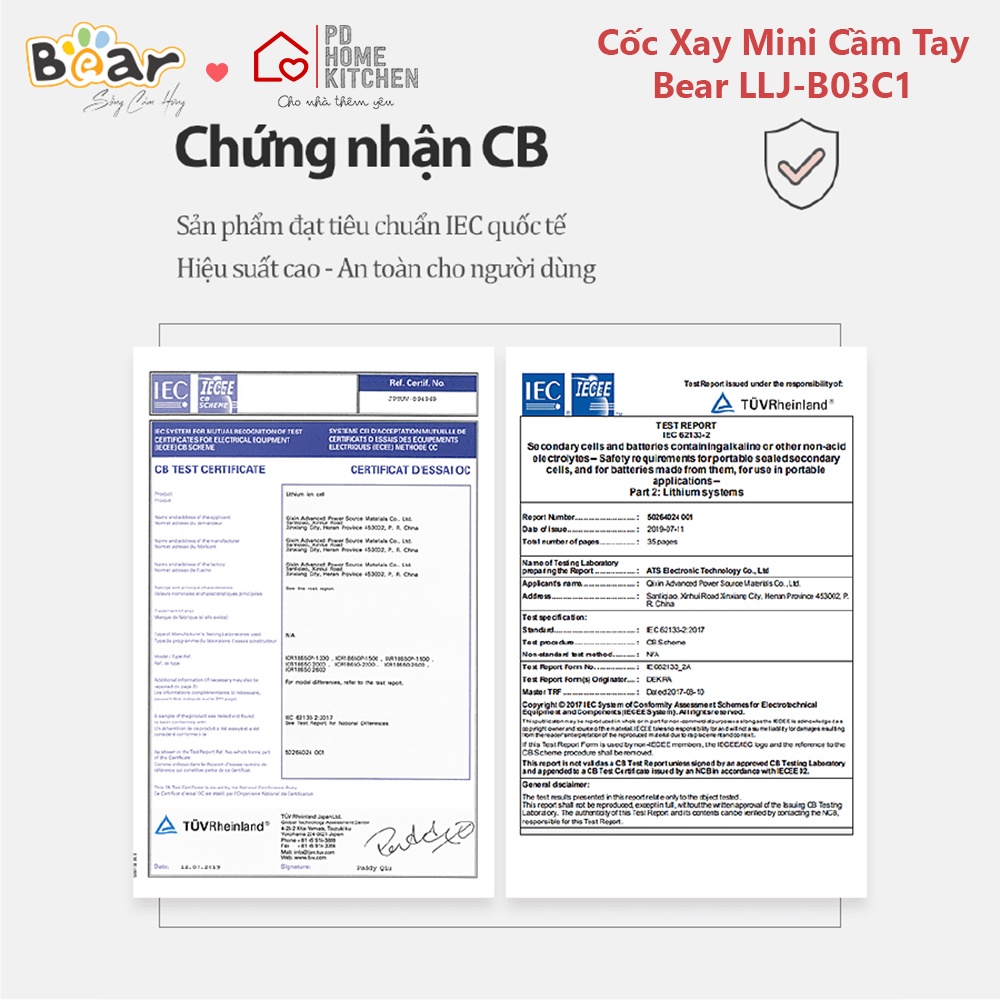 [BH CHÍNH HÃNG 12T] Máy Cốc Xay Mini Cầm Tay BEAR, healthy, xay sinh tố, dùng pin sạc tiện lợi, chống nước, tự làm sạch