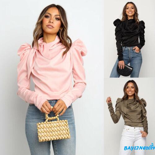 ❀ℳay-2019 Fashion Women Satin Blouses Bow Neck Long Sleeve Elegant Blouse Office Lady Shirts Female Blusas S-XL