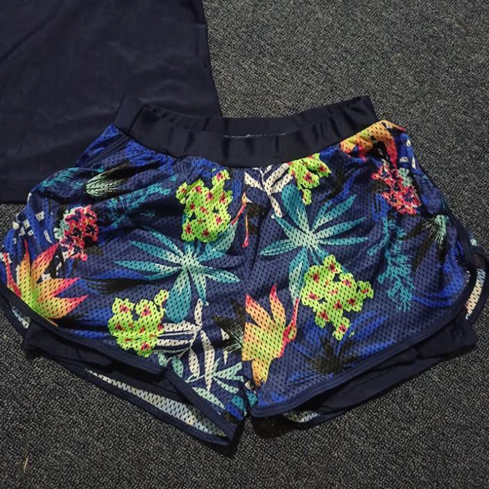 Có sẵn bộ đồ bơi nữ cộc tay thể thao chất thun lạnh đẹp họa tiết hoa ་