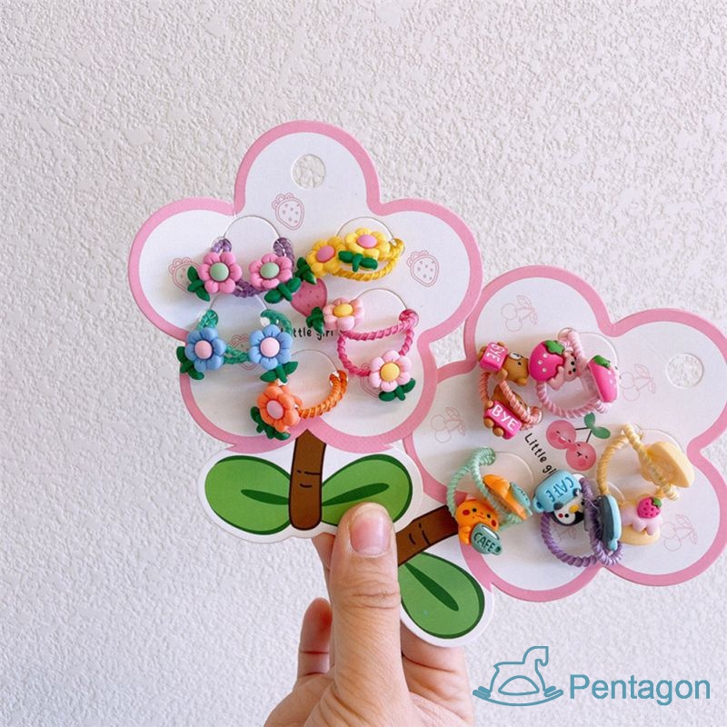 Set 5 Cặp Dây Buộc Tóc Co Giãn Hình Chiếc Lá Nhỏ Xinh Cho Bé Gái