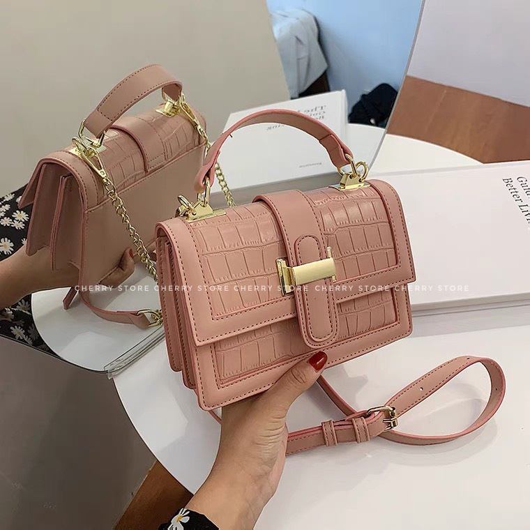Túi đeo chéo nữ hàng cao cấp Hera Bag da cá sấu khóa chữ H cực sang chảnh