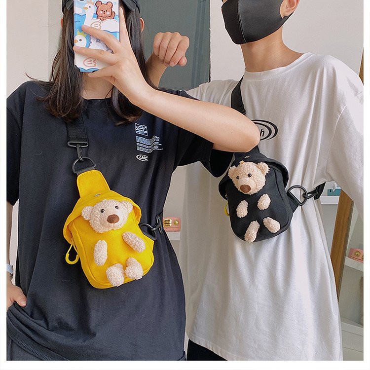 Túi đeo chéo hình gấu 🐻🐻nhồi bông phong cách Hàn Quốc TÚI XINH CHO BÉ 012