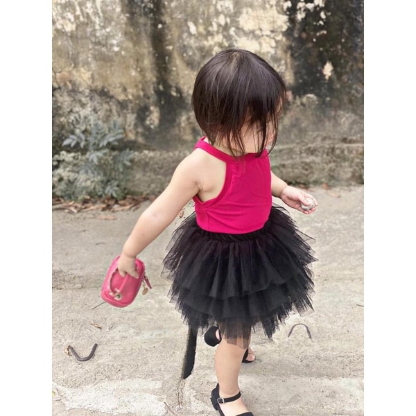 Áo yếm hai dây bé gái 100% cotton cao cấp thoáng mát đen/trắng/hồng - Samyy_vn