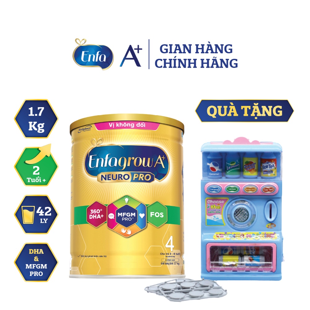 [Tặng Đồ Chơi Máy Bán Hàng Tự Động] Sữa bột Enfagrow A+ Neuropro 4 - DHA & MFGM vị không đổi – 1.7kg