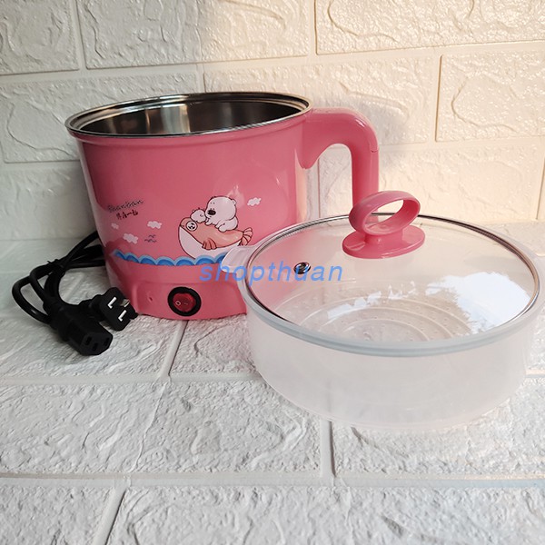 Ca Nấu Mì, Nấu Lẩu, Luộc Trứng Mini Có Khay Hấp Nhựa 18cm - ca đa năng Shangban MT-18