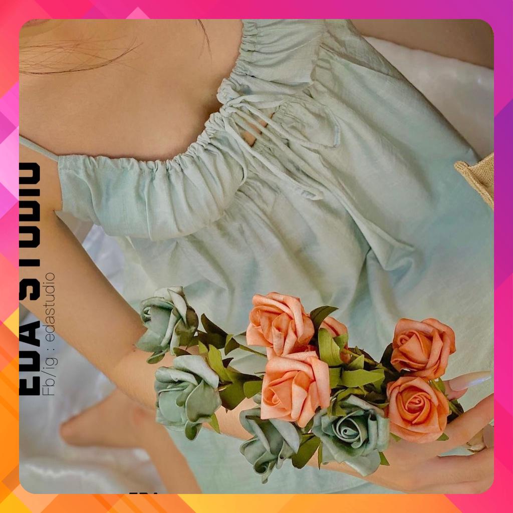🌈(Ảnh + Video Thật) Đầm Nữ Cúp Ngực Thắt Dây , Đầm Xòe FreeSize Phong Cách Châu Âu , Vải Lenin Pháp Siêu Mát
