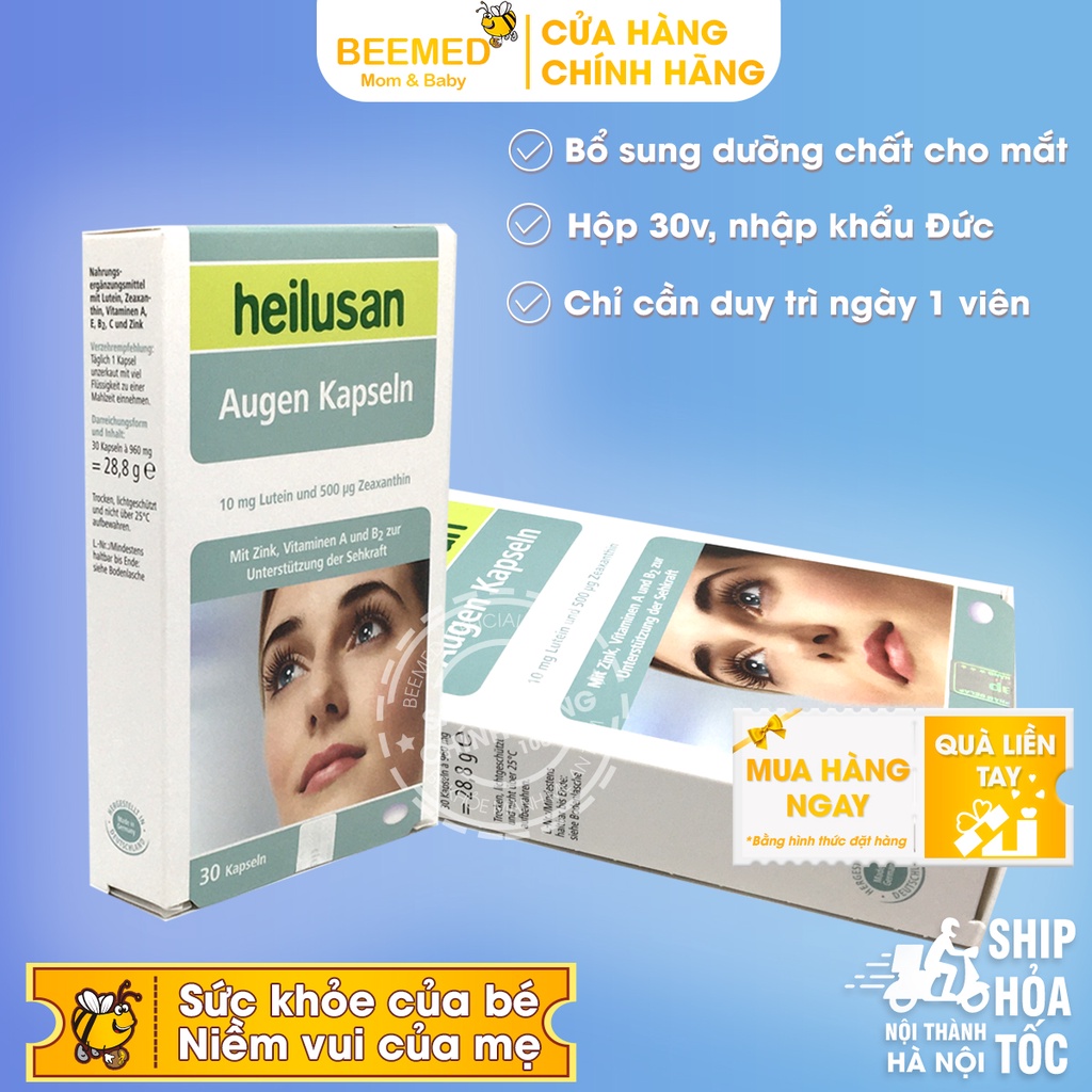 Viên sáng mắt - Heilusan Augen Kapseln Hộp 30 viên bổ mắt, giảm mỏi, khô nhức mắt, giảm cận thị, nhập khẩu từ Đức