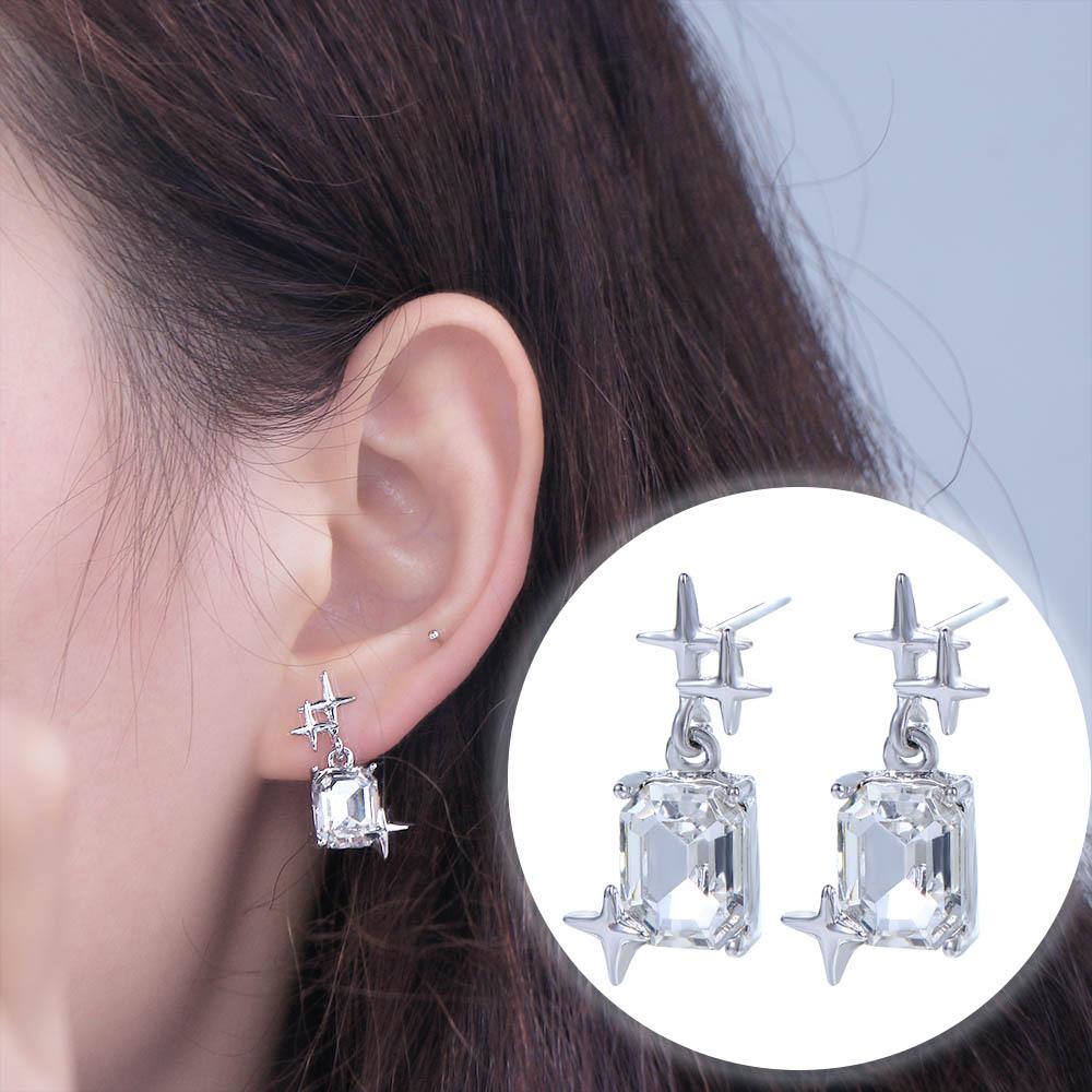 Bông Tai Hình Vuông Trong Suốt Độc Đáo Thời Trang Cho Nữ