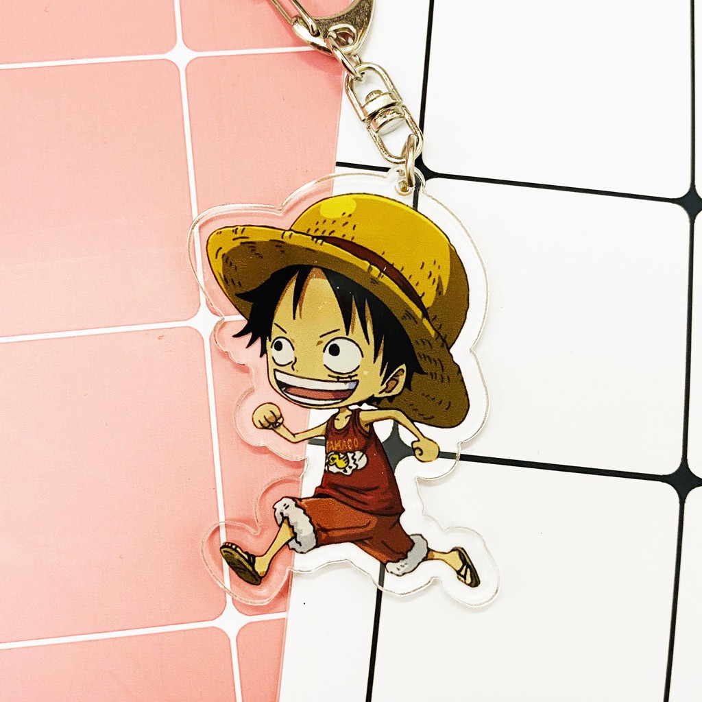 ( Mica trong acrylic ) Móc khóa One Piece Đảo Hải Tặc Luffy mũ rơm quà tặng xinh xắn dễ thương in hình anime chibi