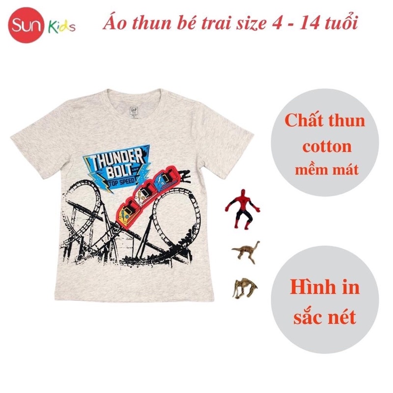 Áo thun bé trai, áo phông cho bé trai chất cotton nhiều màu, size 4-14 tuổi - SUNKIDS1