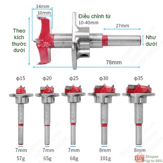 Mũi khoan bản lề bật, khoan lỗ ốc cam, khoan mũi khoan khoét gỗ có vòng giới hạn độ sâu cần khoan D15-35 tùy chọn