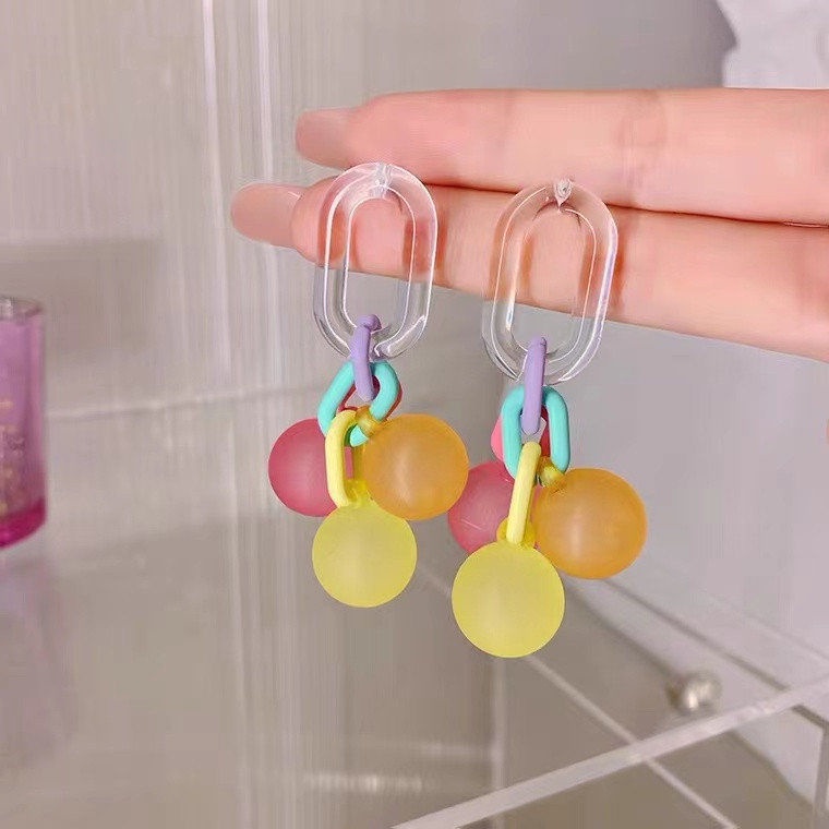 Đôi bông tai bằng Acrylic màu sắc tương phản đơn giản thời trang cho nữ