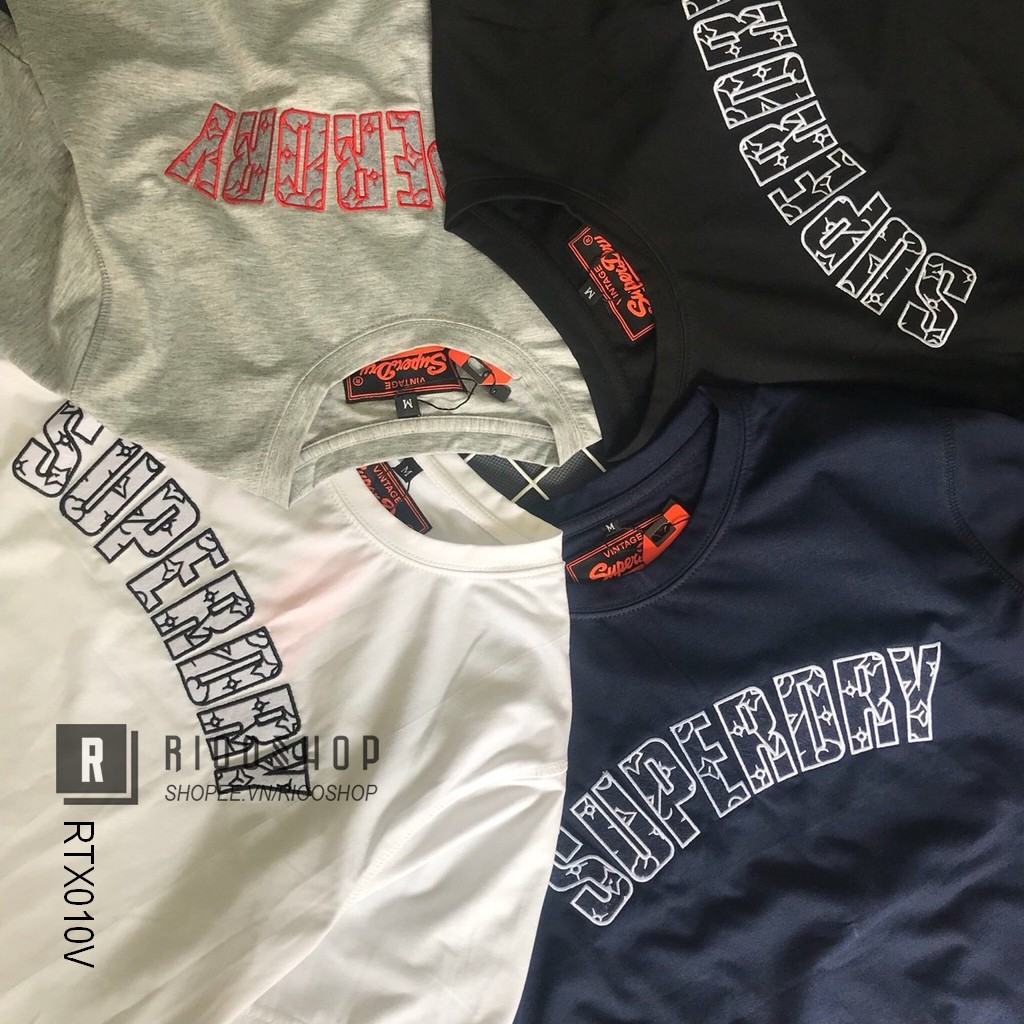 Áo thun nam ngắn tay cổ tròn họa tiết thêu cao cấp RTX010V - áo phông nam cotton Riooshop | BigBuy360 - bigbuy360.vn