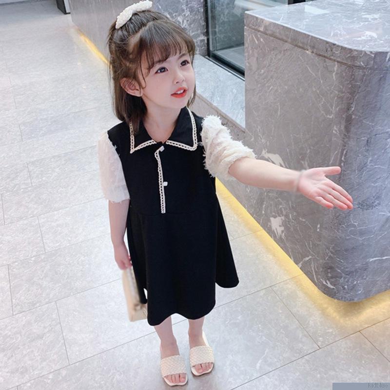Đầm công chúa tay dài giả hai lớp thời trang Hàn Quốc cho bé gái