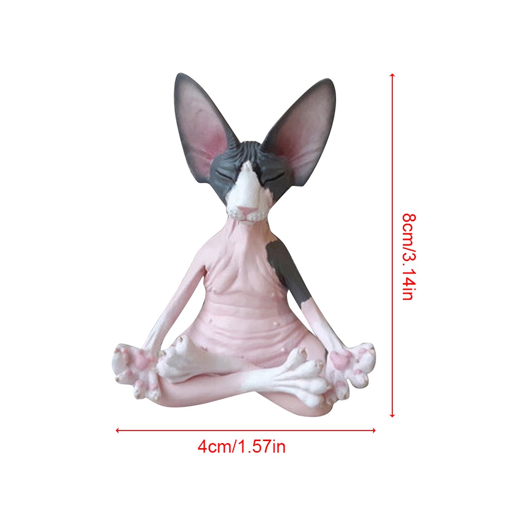 [double]Statue Decoration Animal Shape Desktop Ornament Resin Yoga Hairless Sculpture Gift