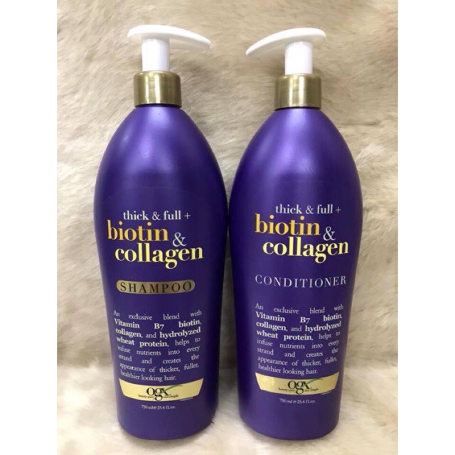 Dầu Gội Dầu Xả OGX Biotin &amp; Collagen Shampoo Conditioner 750ml Nhập Khẩu Mỹ
