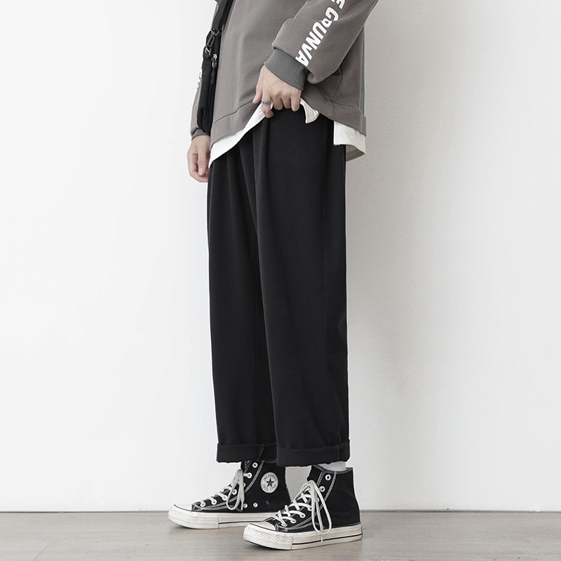 Quần Ống Rộng Ifnicefuture Bằng Cotton Màu Trơn Size Lớn Thời Trang Cho Nam