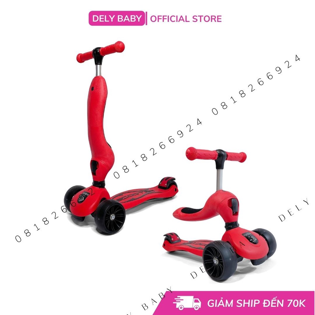 Xe Trượt Scooter Runbro Trẻ Em 2 Chế Độ 2 in 1 - Xe Chòi Chân Bánh Xe Có Đèn Cho Bé 1 Đến 8 Tuổi