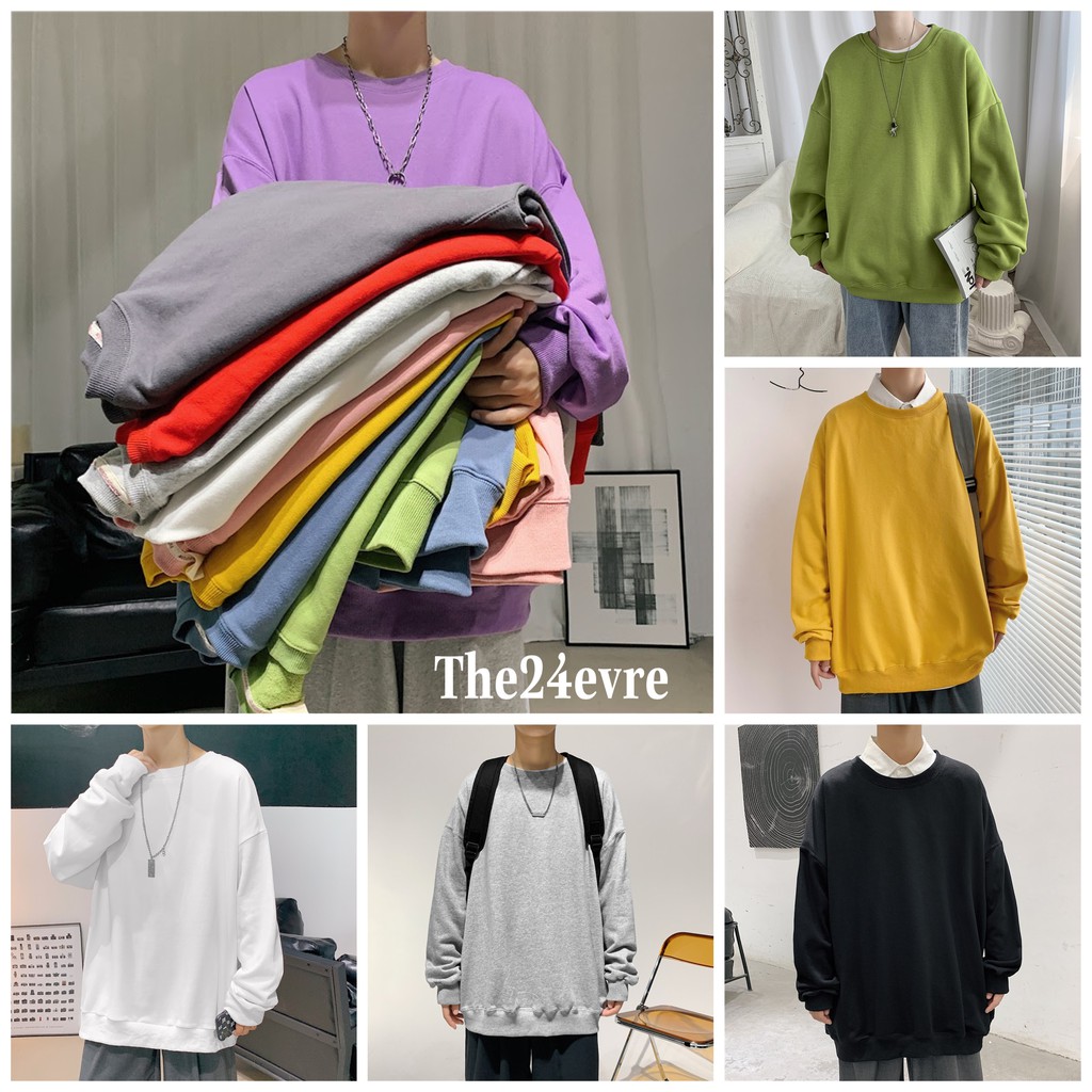 Áo Sweater Tay Dài Dáng Rộng In Chữ Phong Cách Hàn Quốc