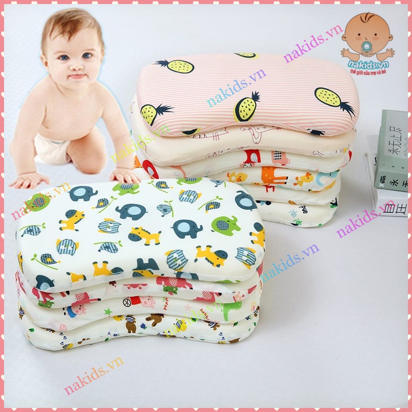 Gối Cao Su Non Chống Méo Đầu, Bẹp Đầu Cho Bé Sơ Sinh Đến 10 Tuổi - Tháo Được Vỏ Gối
