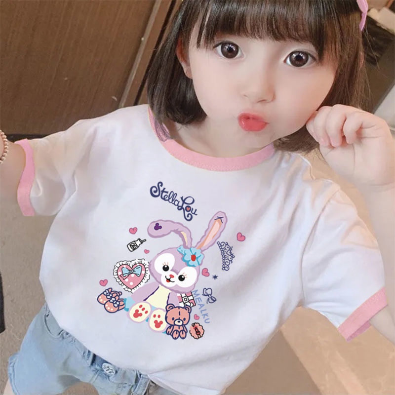 Cô Gái Bé Gái áo Thun Cô Gái Ngắn Tay Dễ Thương Siêu Dễ Thương Quần áo Sơ Sinh Nửa Tay Quần áo Trẻ Em