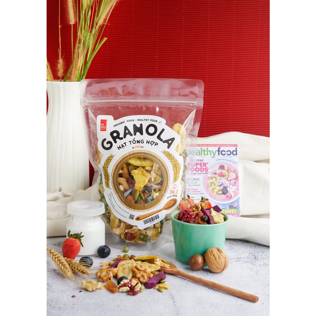 Granola Siêu Hạt Mix 11 Loại Hạt Thương Hiệu Gạch Đỏ Chuẩn Ăn Kiêng Giảm Cân