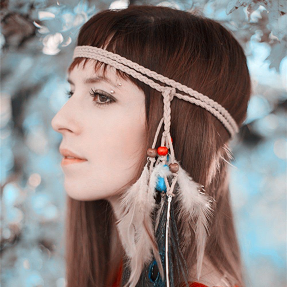 Phụ kiện tóc, kẹp tóc, băng đô có gắn lông kiểu Hippy