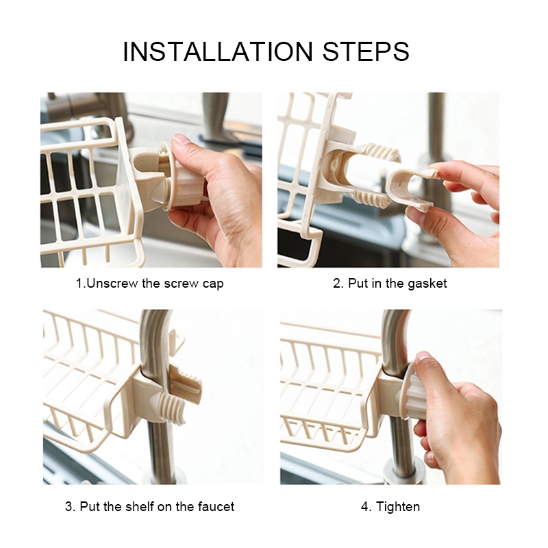 Multifunction Adjustable Kitchen Plastic Faucet Rack / Sponge Soap Rag Storage Holder / Bathroom Sink Organizer Draining Spiral Shelf