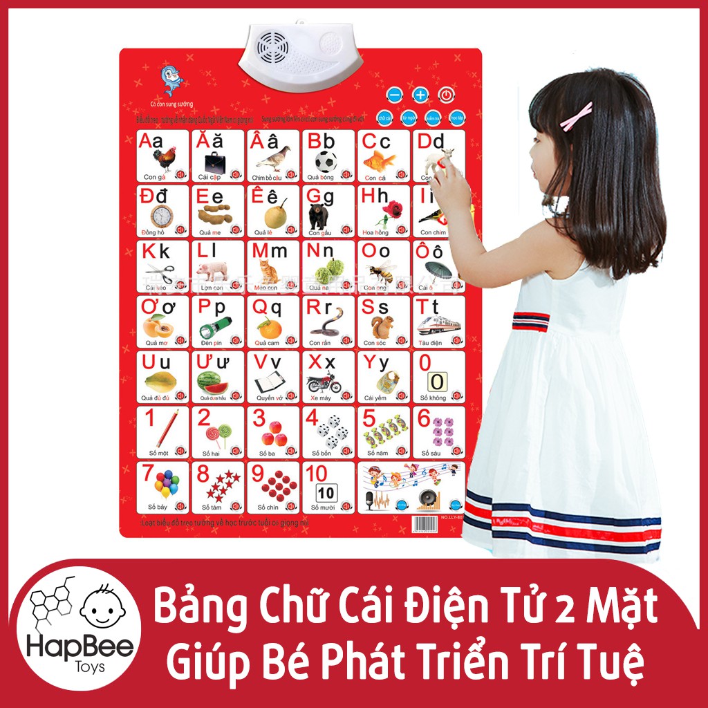 Bảng chữ cái và chữ số tiếng Việt điện tử thông minh, có chế độ dạy học cho bé