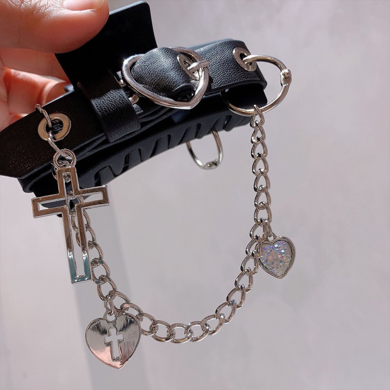 Kẹp Tóc Da Cỡ Lớn Không Trượt Phong Cách Punk Cá Tính