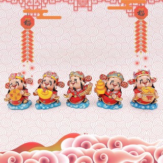 Bộ tượng Thần tài áo đỏ vui vẻ dễ thương cầm ngân lượng phong thủy phát tài